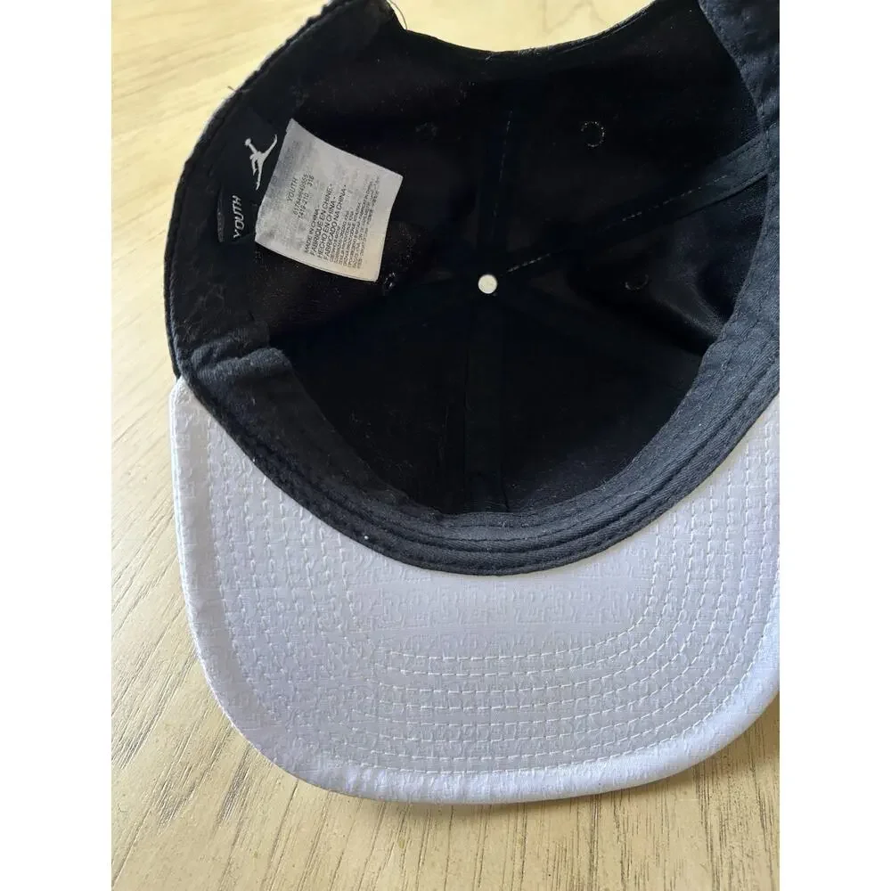 Nike Air Jordan HAT White Brim Jumpman Black Snapback Cap Small Youth 1990s Y2K
